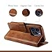 RadEnergy EMF Protection Anti Radiation iPhone Leather Flip Folio Case for i-Phone, Genuine Leather Wallet Case/Cover with Card Holder & Stand Function (Brown, i-Phone 15 Pro)
