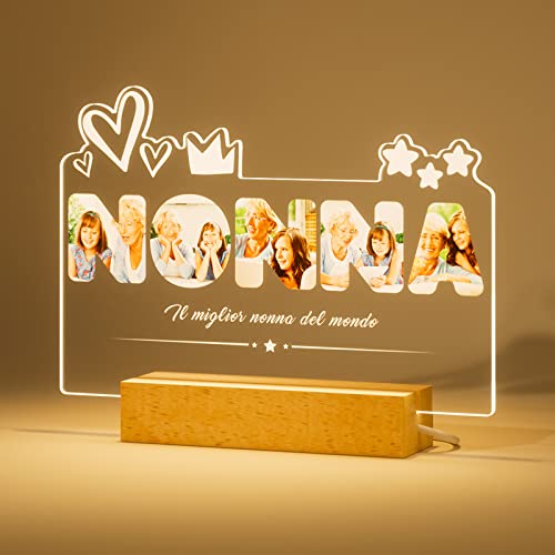 Bemaystar Idee Regalo Nonna Lampada Personalizzata con Foto e Scritta...