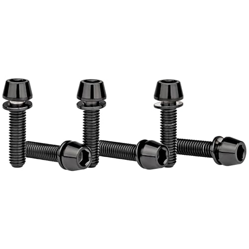 Image of Titanium Ti Allen Hex M5x16 18mm Tapered Head Bolt with Washer Screw for Bicycle Stem Parts Pack of 6 (Black, M5x18mm)