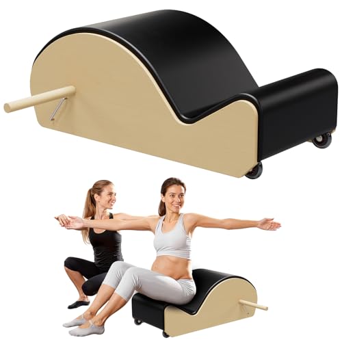 GDMSTIH Wooden Black Pilates Arc with Spine Corrector for Core Strengthening Back Pain Relief, Pilates Spinal Corrector Arch Barrel for Back Flexibility，at Home Reformer Pilates Posture