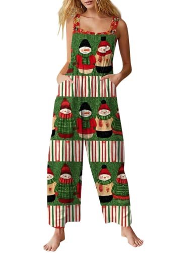 MKLUNJOP Christmas Jumpsuit for Women Cute Xmas Santa Holiday Overalls