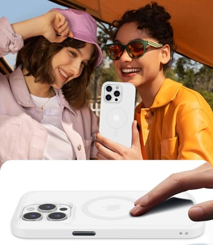 Image of BossKiss Compatible with iPhone 15 Pro Case, [Compatible with Magsafe] [Screen+Camera Protector] Magnetic Translucent Matte Women Men Girl Protective Cover for iPhone 15 Pro 6.1 inch, Frosted White