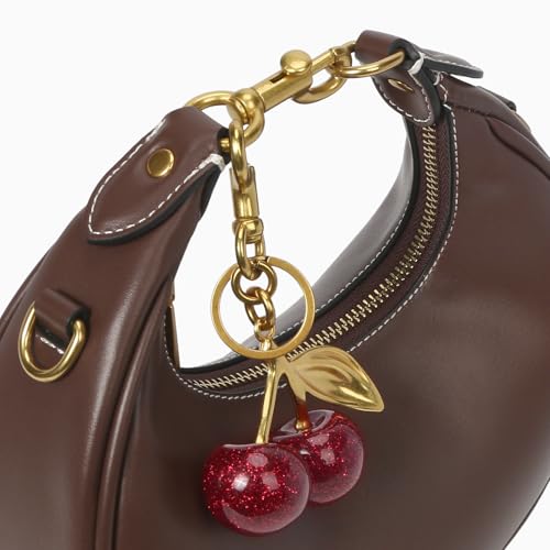 Image of JQWSVE Small Top Handle Bags for Women Mini Purses Cute Ladies Handbags Crescent Mini Crossbody Bags with Cherry
