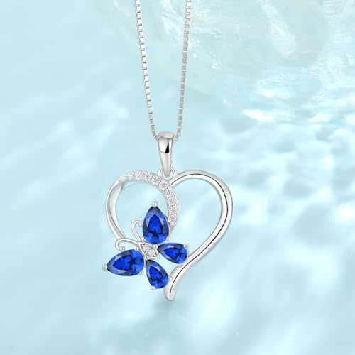 Heart Butterfly Necklace for Women 925 Sterling Silver Birthstone Jewelry Gifts for Her4