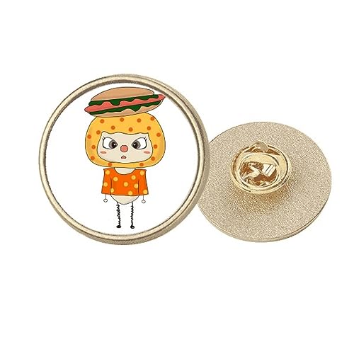 Broche ronde Food Hotdog en métal doré taille M pour vêtements