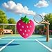 Pink Strawberry Tennis Racket Vibration Dampener Soft Silicon Racket Dampener Cartoon Shape Tennis Racquet Shock Absorbers Tennis Racket for Racquetball, Tennis Vibration Dampeners