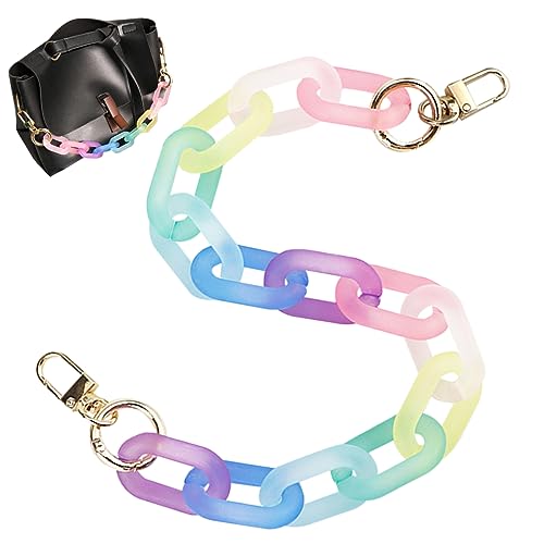 Image of Colorful Acrylic Chain Strap, Handbag Chain Replacement, Rainbow Resin Crossbody Bag Decoration Chain, Mini Clutch Bag Chain Strap (43CM)