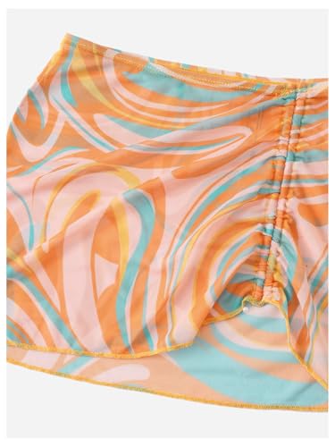 SHENHE Girl's 4 Piece Swimsuits Marble Print Triangle Halter Bikini with Kimono and Cover Up Skirt4