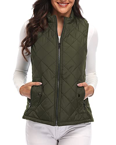 Argstar Women's Vest, Quilted Lightweight Zip Pockets Padded Gile...
