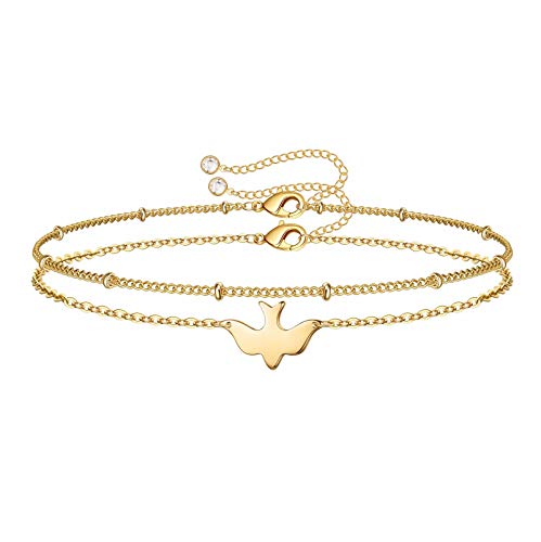 Turandoss Dainty Layered Dove Bracelets for Women...