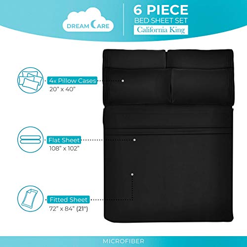 Image of DREAMCARE California King Sheet Sets - 6 pcs Breathable Cooling Sheets