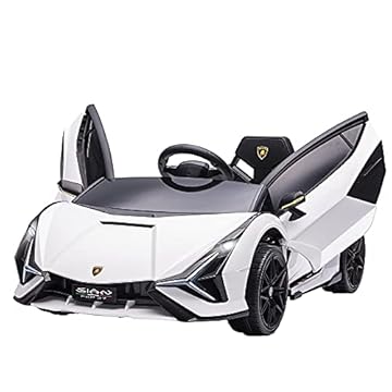 HOMCOM Lamborghini Sian Licensed 12V Electric Car for Kids 2 Motors Toy Car with Remote Control Music Lights MP3 for 3-5 Years White