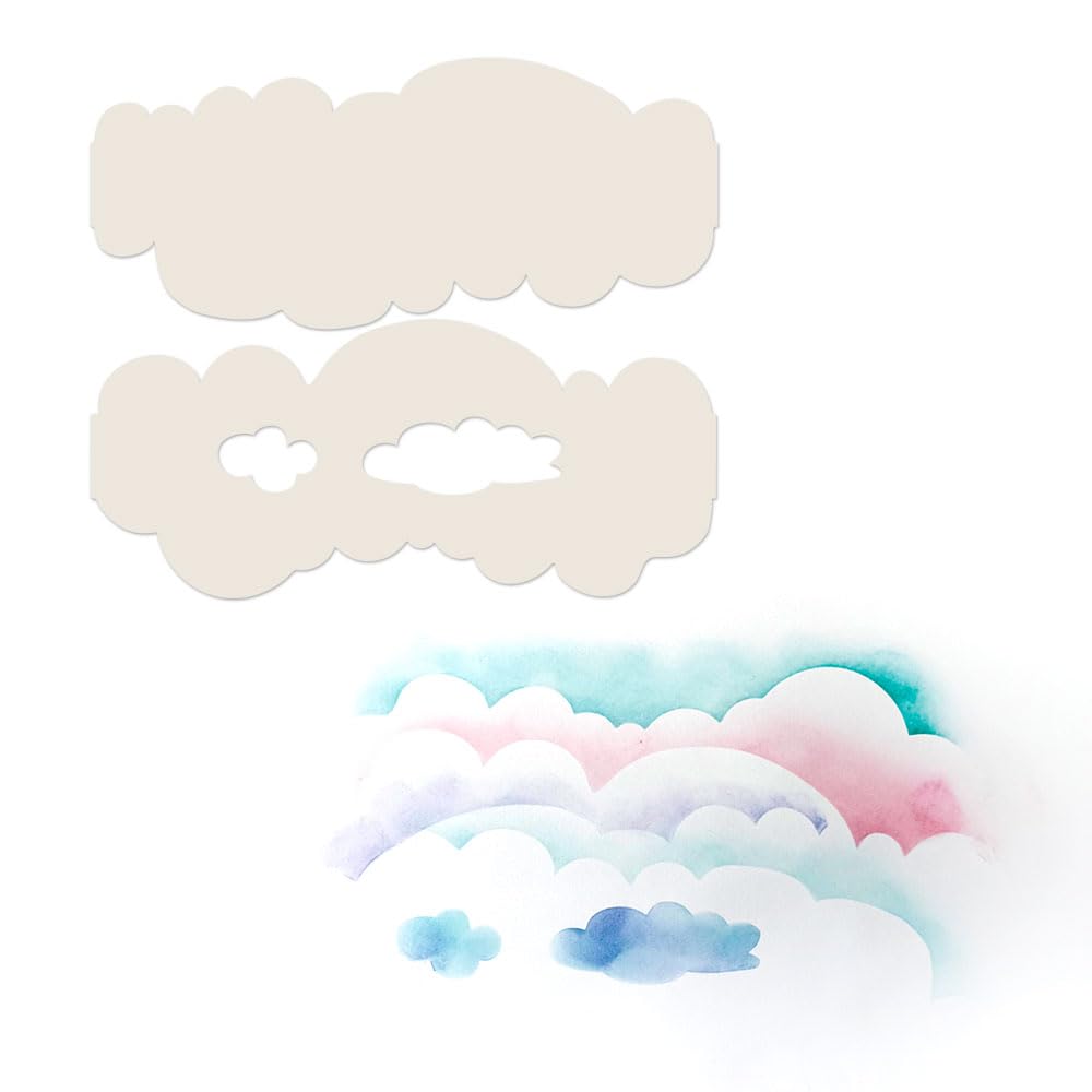 Polkadoodles Fluffy Clouds Duo Stencil/Masks for Card Making, Craft, Scrapbooking, Mixed Media, PD9004