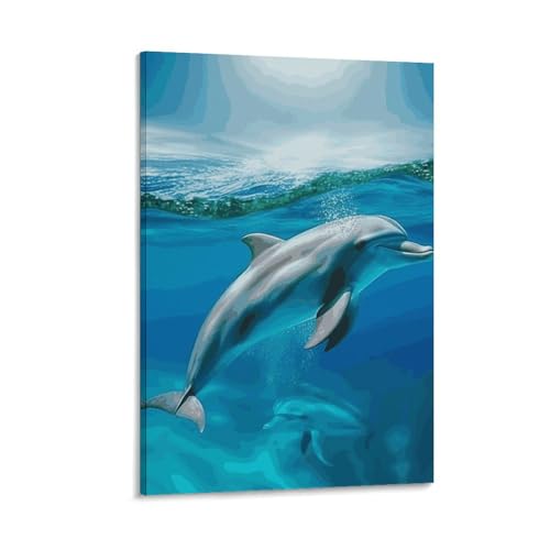 Peinture sur toile dauphin pour apporter de la joie dans votre salon