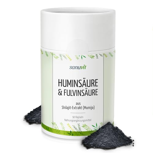 Sanuvit® - Shilajit | Fulvinsäure & Huminsäure im Verhältnis 80:20 | 90 Kapseln | Mumijo Shilajit | Natürlicher organo-mineralischer Komplex aus humifizierter Biomasse | Qualität aus Österreich