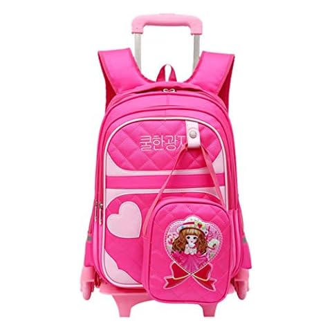 Wheeled Backpacks-Nylon Rolling Backpack with Wheels Trolley Backpack Cover