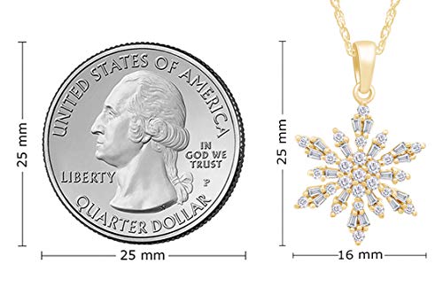 AFFY Snowflake Pendant Necklace for Women, Baguette & Round Cubic Zirconia or Moissanite in 14K Gold Over 925 Sterling Silver, Dainty Winter Charm Jewelry Gift with 18" Rope Chain4