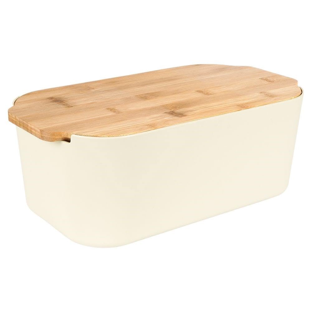 Vilde Portapane con tavola in legno color panna, cestino per il pane, contenitore per il pane, padella per il pane, scatola per il pane, 33 x 18,5 x 12 cm