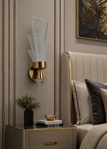 Image of FILLISKA Luxurious Acrylic Crystal Wall Lamp with Adjustable Colour Changing Function, Elegant Finish (Acrylic FrenchGold-105)