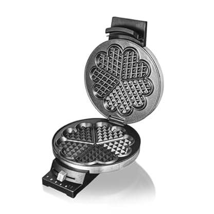 Cloer 189 Waffeleisen für eine Herzwaffel, Doppelbeschichtung, 930 W, Waffelgröße 16 cm, schwere Backplatten, optische und akustische Fertigmeldung, Edelstahl – Bild 3