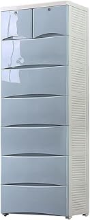 Gabinete de almacenamiento de plástico multicapa para organización de ropa, color azul, 3 capas