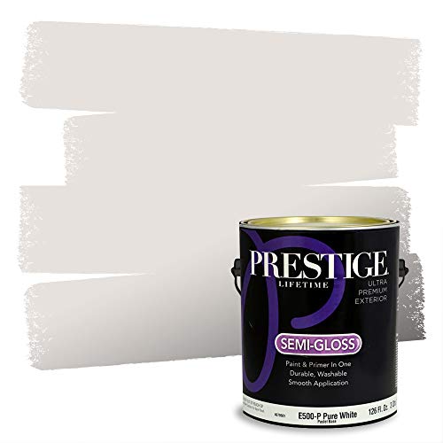 PRESTIGE Paints Exterior Paint and Primer In One, 1-Gallon, Semi-Gloss, Comparable Match of Benjamin Moore* White Winged Dove*