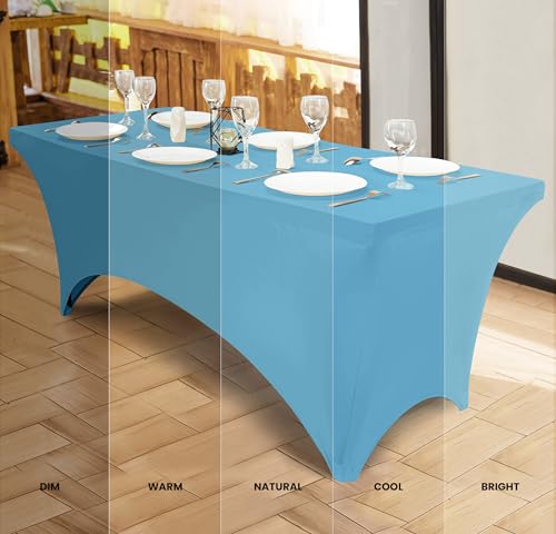 Image of Utopia Kitchen Spandex Tablecloth 2 Pack [6FT, Blue Mist] Tight, Fitted, Washable and Wrinkle Resistant Stretch Rectangular Patio Table Cover for Event, Wedding, Banquet & Parties [72Lx30Wx30H Inch]