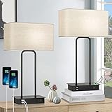 20’’H 3-Way Dimmable Touch Control Table Lamps Set of 2 Bedside Nightstand Lamps with 2 USB...