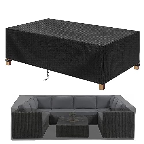 Extra große Abdeckung für Gartenmöbel-Set, 220 x 220 x 85 cm, strapazierfähig, 600D Oxford-Polyester, winddicht, Anti-UV, Tisch und Stuhlabdeckung für Gartentisch, Rattan-Sofa