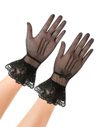 Avidlove Lace Gloves Women Tea Party Vintage Elegant Mitten Mesh Gloves - image 2