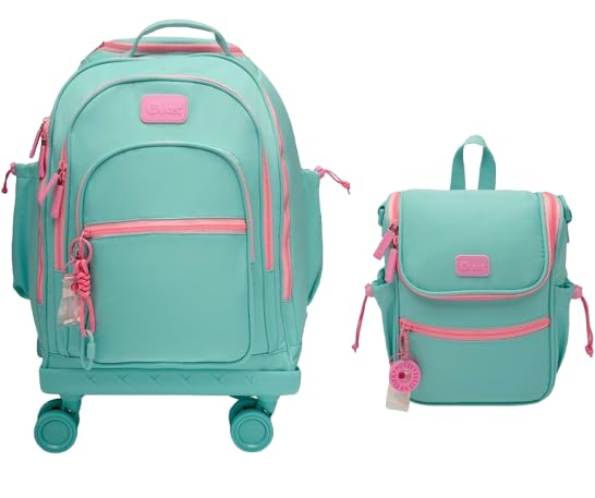 Puket - Kit Mochila com Rodinha 360 + Lancheira Térmica Verde água - Puket