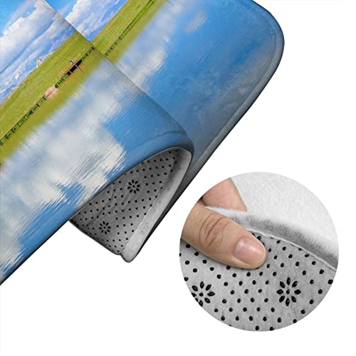 UBINYSS Badematte + Konturmatte + Toilettendeckelbezug, schönes Grassland 3-teiliges Badematten-Set, mit rutschfester Unterseite – Bild 6