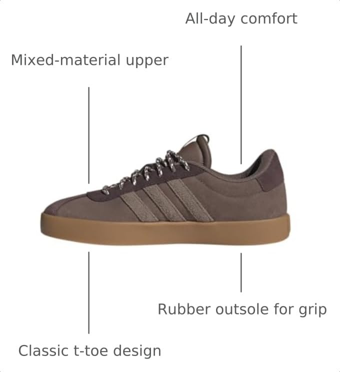 Image of adidas Mens Vl Court 3.0 Lace Up Sneakers Shoes Casual - Grey