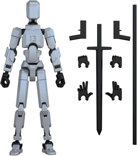 Image of DOOZLE T13 Action Figures, Assembly Completed 3D Printed Dummy Nova Titan Lucky 13 Figures, Multi-Jointed Movable Robot Toys for Display, Drawing & Desk Decor (1, Silver)