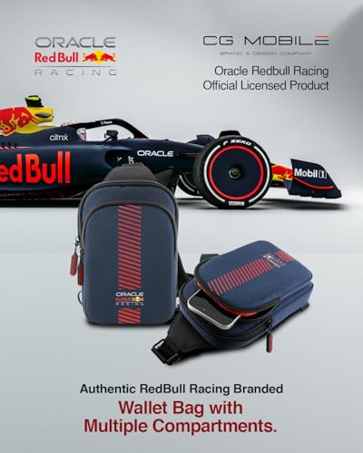 Image of CG MOBILE RedBull Racing Universal Phone Bag Official Licensed, Crossbody Nylon Phone Pouch with PowerBar, Impact-Resistant Protective Phone Holder for Men & Women - Navy