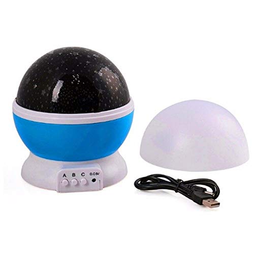 Luminaria Abajur Rotativa Festa Criança Neon Quarto Projetor Luz Ceu Estrelas Azul