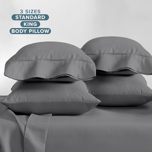 Image of Bare Home Microfiber King Size Pillowcases - 4 Pack, Grey, 20x40