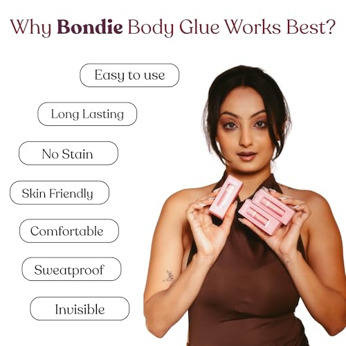 Image of Bondie Liquid Body Adhesive for Clothes Fashion Tape Alternative for Low-cut Styles, Strapless Dresses and Work Blouses-Clothing Glue That Holds All Day Sweat and Dance Proof, Fast Drying-A10