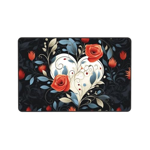 Tapis de sol salon vintage motif amour lavable antidérapant pour chambre - 8