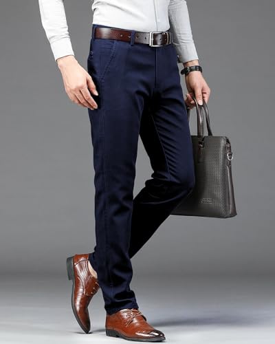 Image of EYEBOGLER Mens Solid Regular Fit Formal Pant