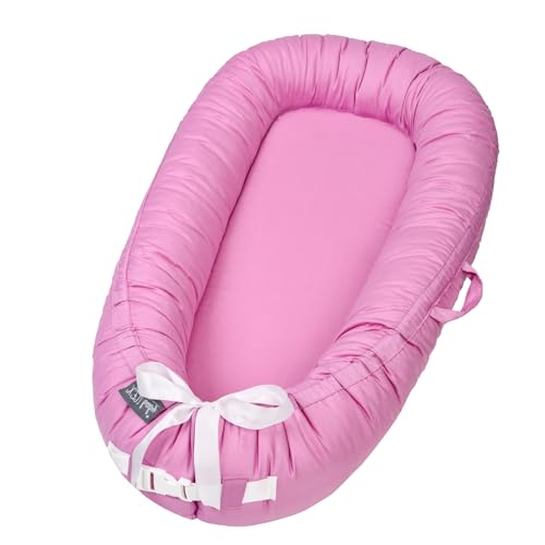Image of XZV Infant Support Cushions | Baby Lounger | Cotton Infant Lounger | Reversible Adjustable Portable Floor Lounger | Supervised Awake Only No Sleeping | Soft Breathable Washable Cover (Cranberry)