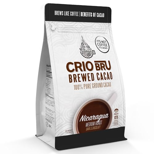 Crio Bru Brewed Cacao Nicaragua Medium Roast Coffee Alternative 100 Percent Pure Cacao Beans 99 Caffeine Free (48 Ounce (Pack of 1), Non-Organic)
