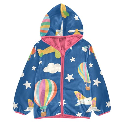 GuoChe Hot Air Balloons and Airplanes Boy Hooded Fleece Jacket