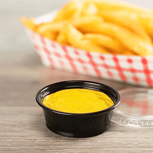 Image of Karat [2500 ct] 1.5 oz Portion Cups - Polypropylene Condiment Cups for Dressings, Sauce, Souffle, Jello Shots Containers | Black FP-P150-PPB inch