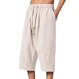 Pantalones japoneses Hombre Pantalones Cortos Taro para Hombres de Lino Ropa Tradicional Japonés con Cordón de Ajuste Pantacourt 3/4, gris, L