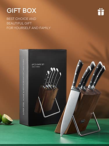 D.Perlla Knife Set, D.Perlla 6 Pieces Small Kitchen Knife Set With Block, German Stainless Steel Knives Set thumb #6
