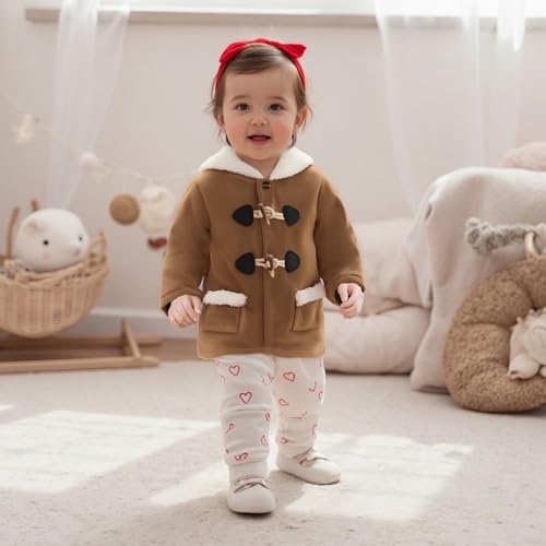 Kids Girls Winter Coat Jacket, Long Sleeve Hooded Overcoats Jacket Button Closure Outwear with Pockets4