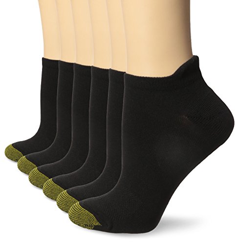 Gold Toe Women's Sport Vacation No Show Socks with Tabbed Back, 6 Pairs, Black, 6-9