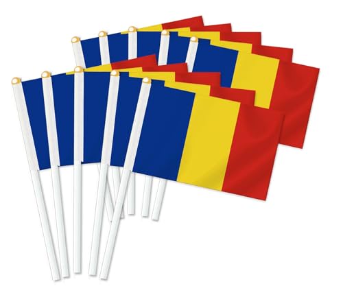 25 Stück Rumänien Handheld Flagge,Rumänisch Dekor Hand gehalten Hold Fahne, Dekoration Banner hand Romania
