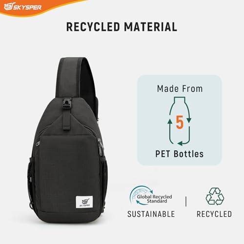 SKYSPER Sling Bag RFID Cross Body Bag Recycled Crossbody Backpack Travel Daypack - Image 4